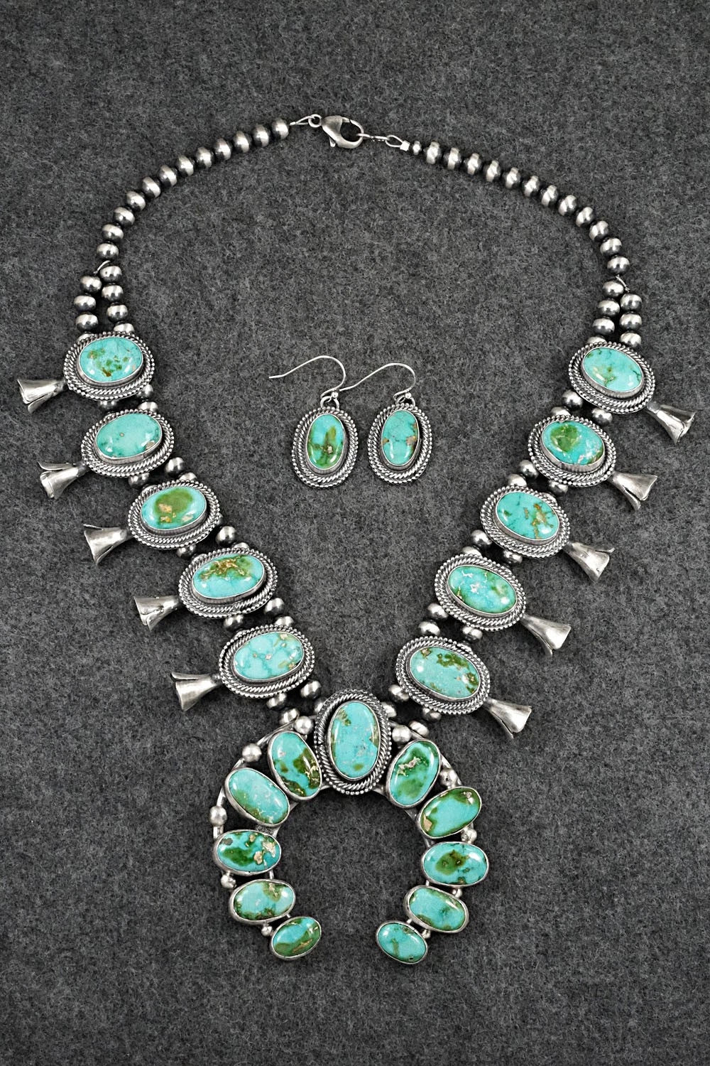 Turquoise & Sterling Silver Squash Blossom Set - Bobby Johnson