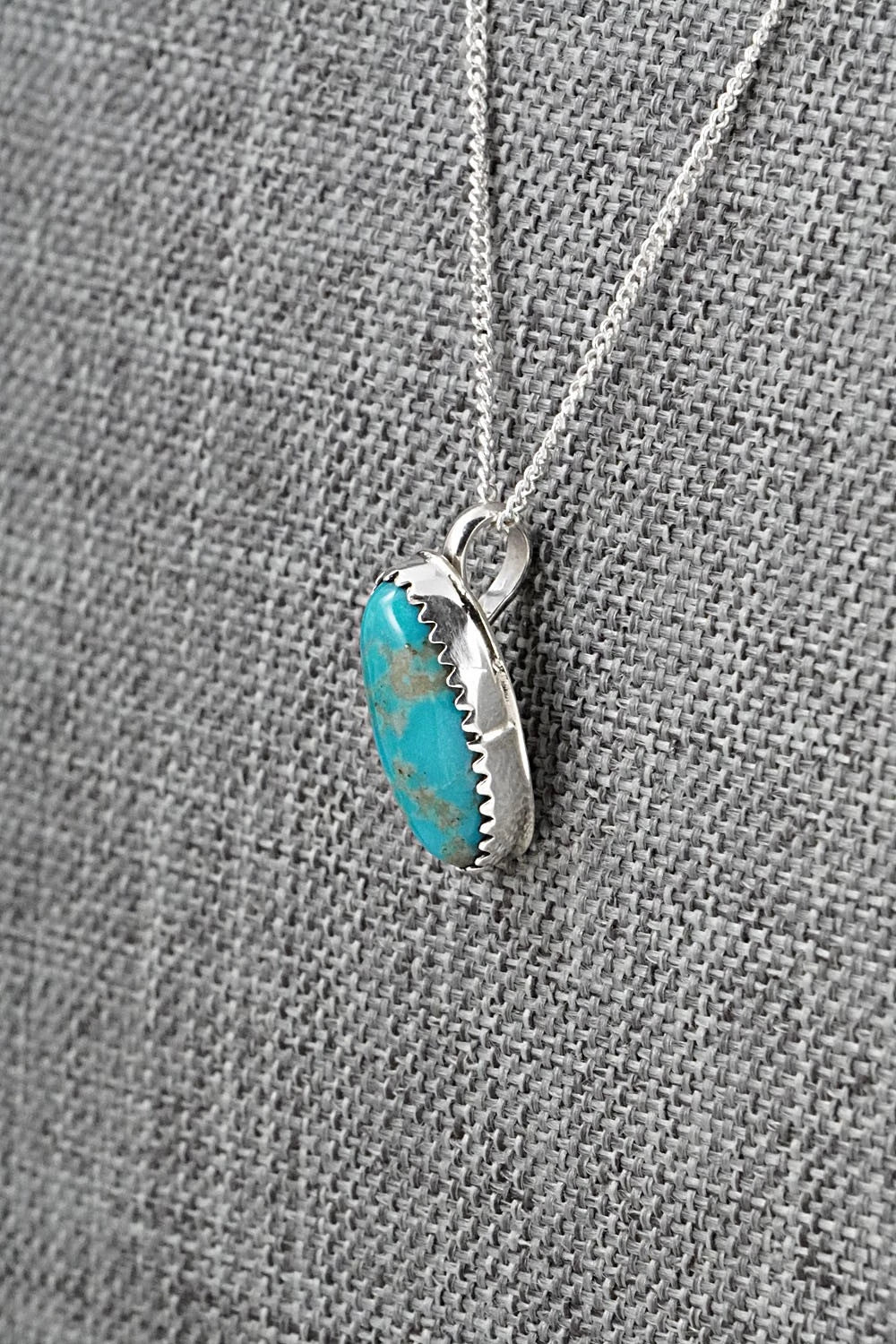 Turquoise & Sterling Silver Necklace and Earrings Set - Murray Hannaweeka