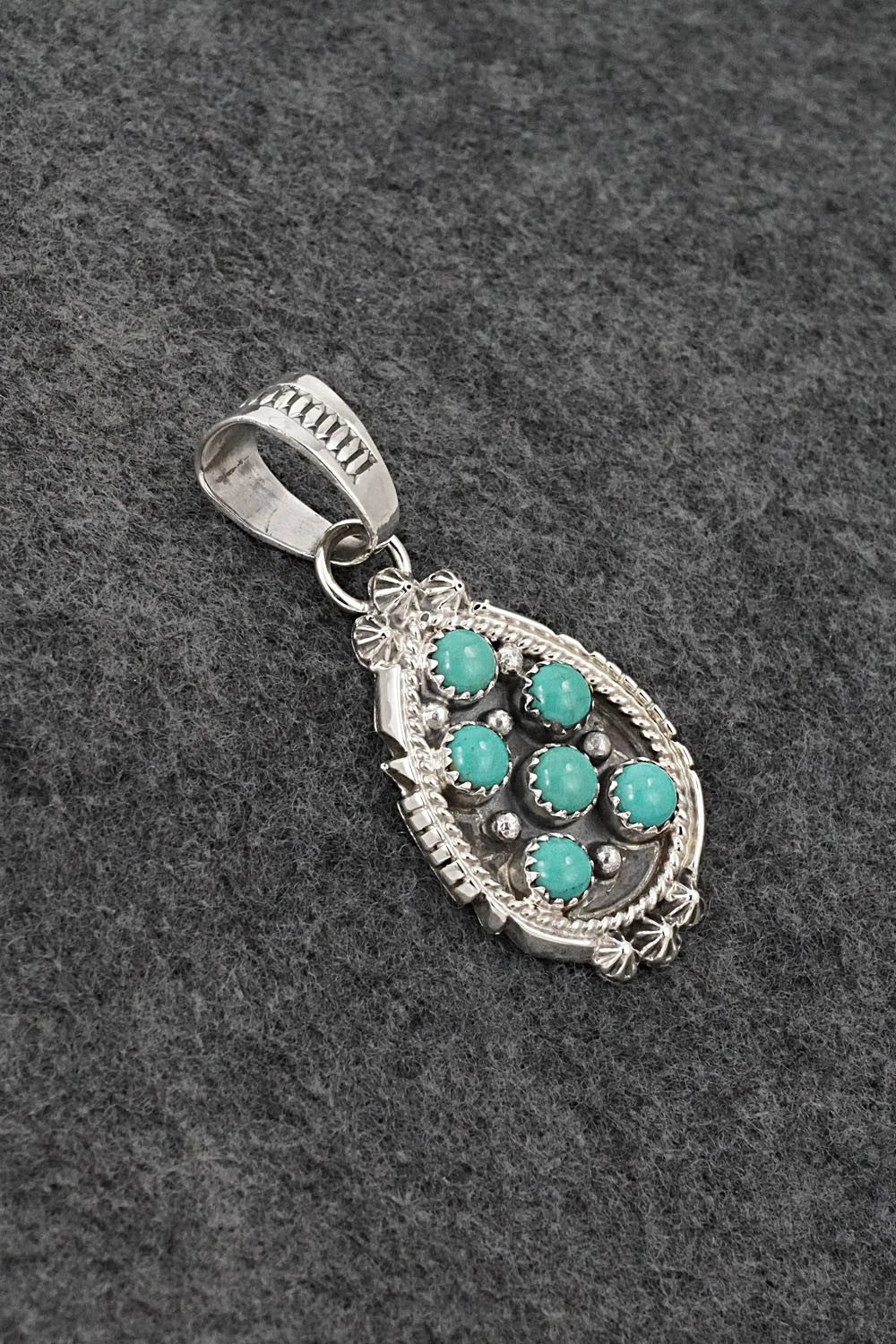 Turquoise & Sterling Silver Pendant - Kenny Lonjose