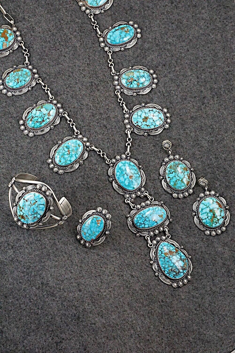 Turquoise & Sterling Silver Necklace Set - Raymond Delgarito