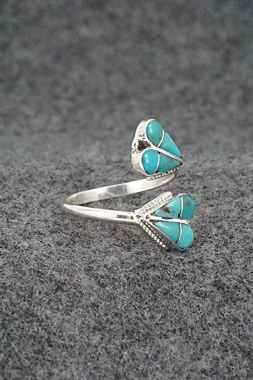 Turquoise & Sterling Silver Ring - Velda Nastacio - Size 9.5 Adj.