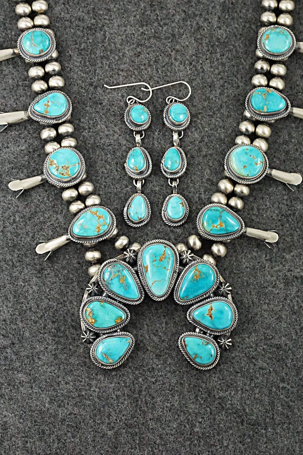 Turquoise & Sterling Silver Squash Blossom Set - Thomas Francisco