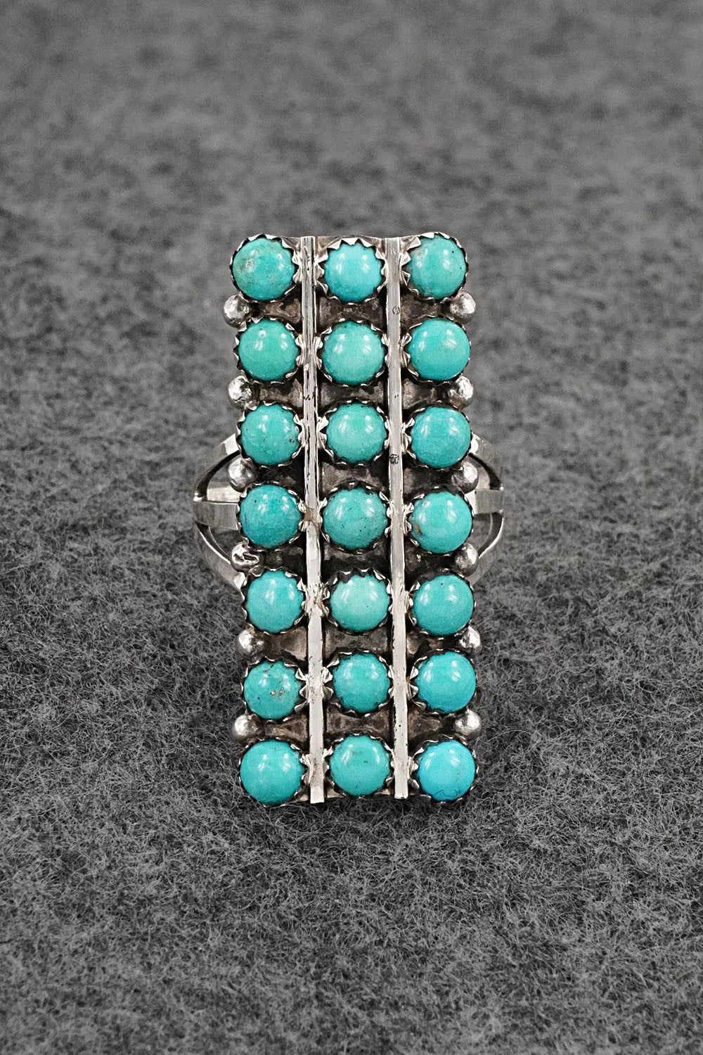 Turquoise & Sterling Silver Ring - Kenny Lonjose - Size 8