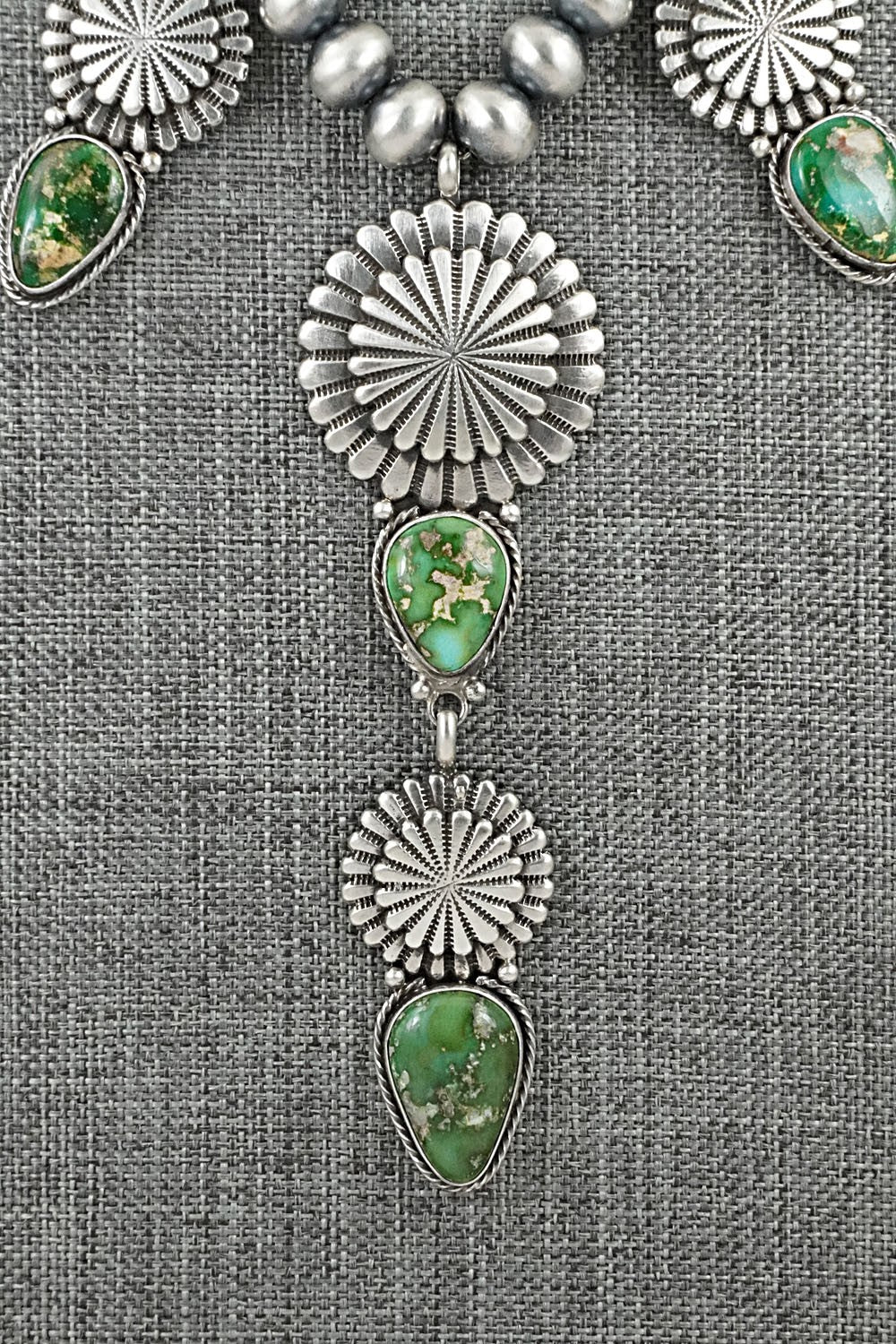 Turquoise & Sterling Silver Navajo Pearl Necklace - Adrienne Gordon