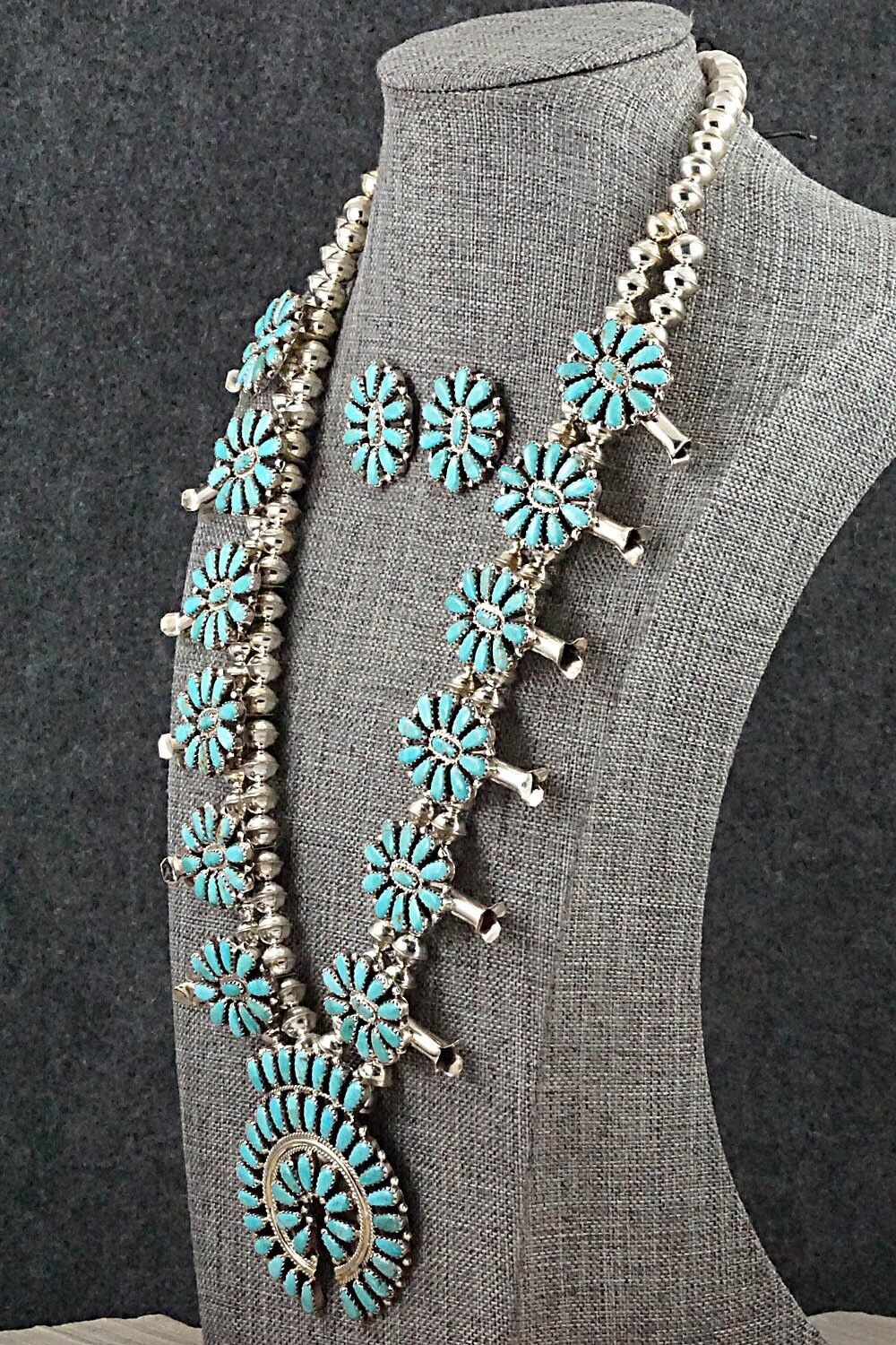 Turquoise & Sterling Silver Squash Blossom Set - Zeita Begay