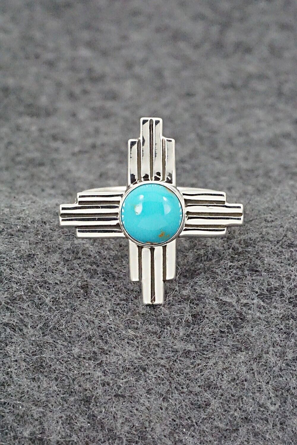 Turquoise and Sterling Silver Ring - Raymond Coriz - Size 8