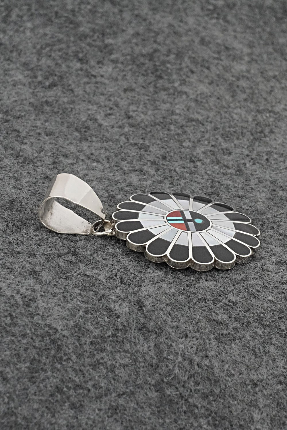 Multi-Stone & Sterling Silver Inlay Pendant - April Unkestine
