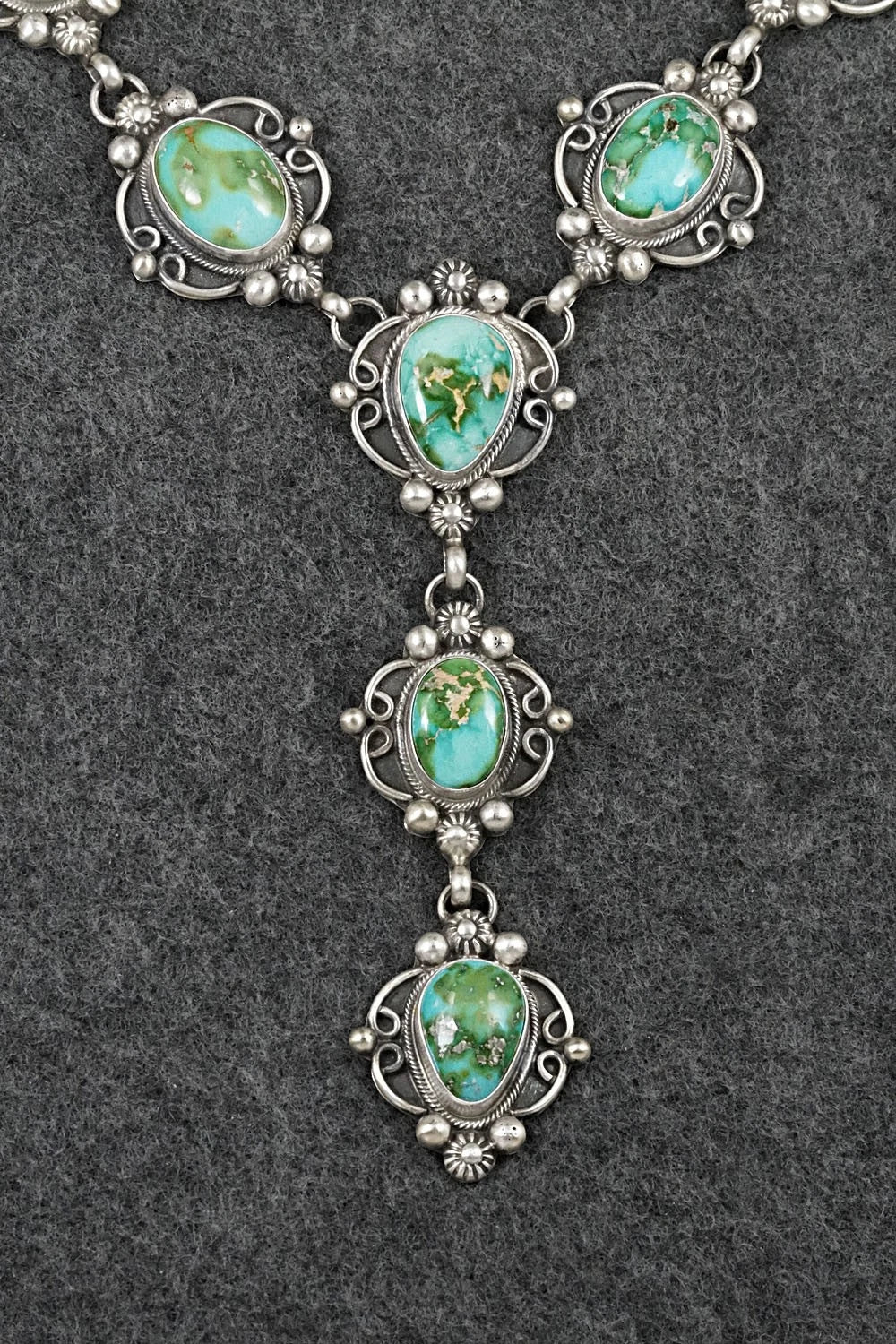 Turquoise & Sterling Silver Necklace and Earrings Set - Kathleen Livingston