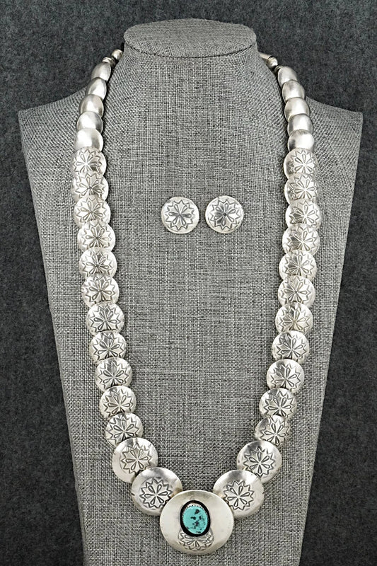 Turquoise & Sterling Silver Necklace and Earrings Set - Tim Thompson