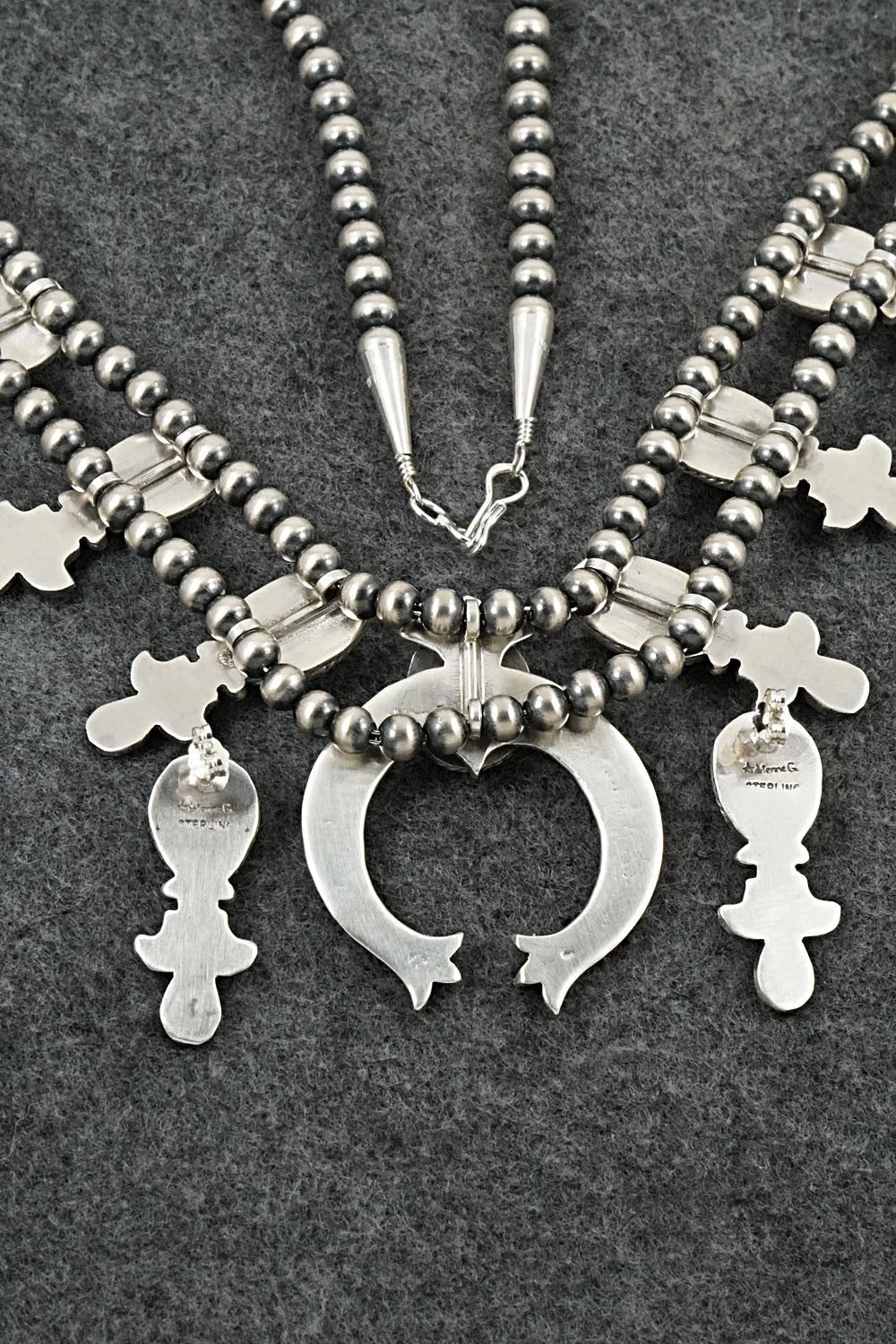 Turquoise & Sterling Silver Squash Blossom Set - Adrienne Gordon