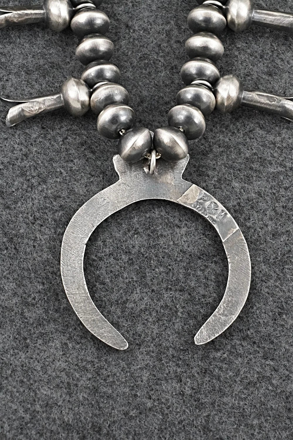 Sterling Silver Navajo Pearl Squash Blossom Necklace - Presley Haley