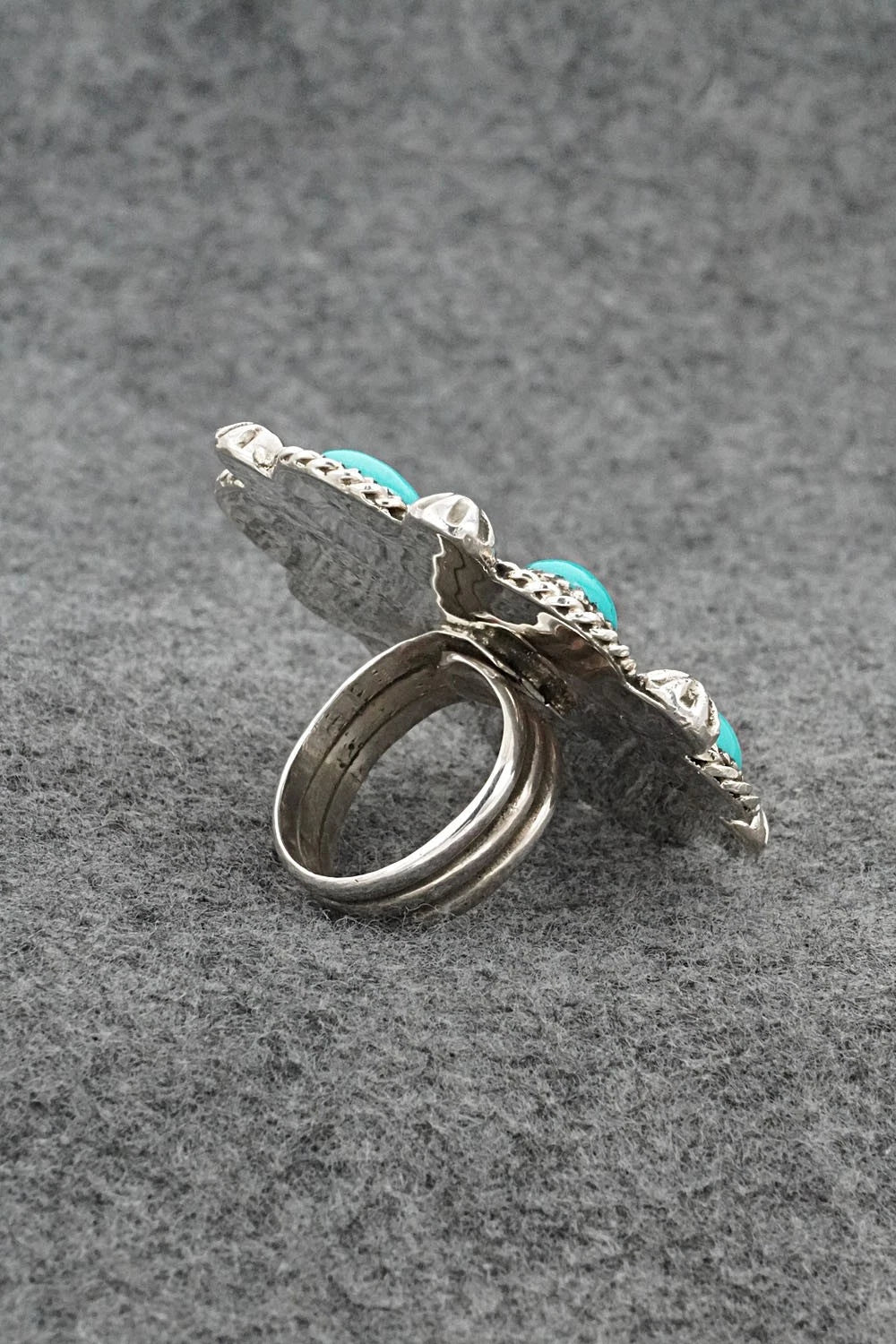 Turquoise & Sterling Silver Ring - Darius Arviso - Size 8, Adj.
