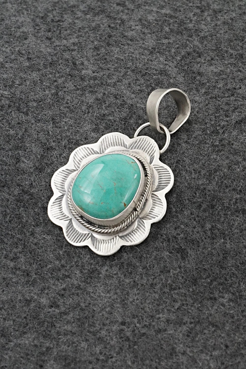 Turquoise & Sterling Silver Pendant - Cordell Platero