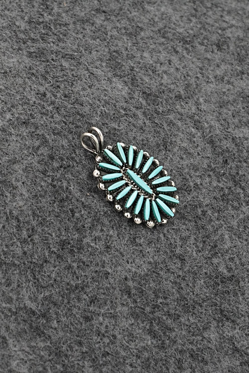 Turquoise & Sterling Silver Pendant - Fritzon Owaleon