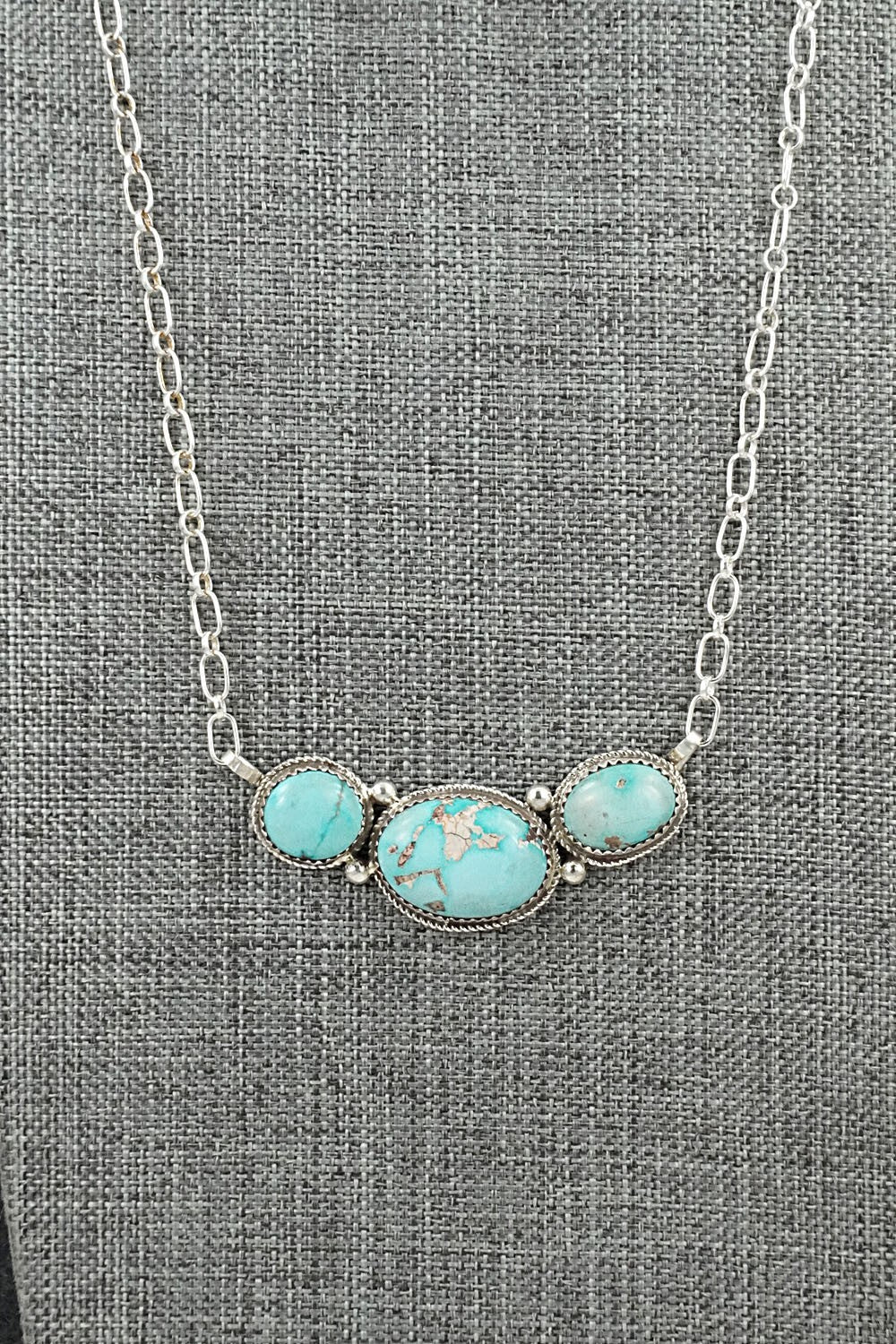 Turquoise & Sterling Silver Necklace - Ernest Hawthorne