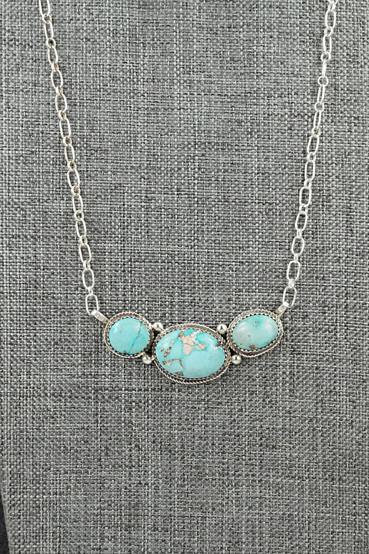 Turquoise & Sterling Silver Necklace - Ernest Hawthorne