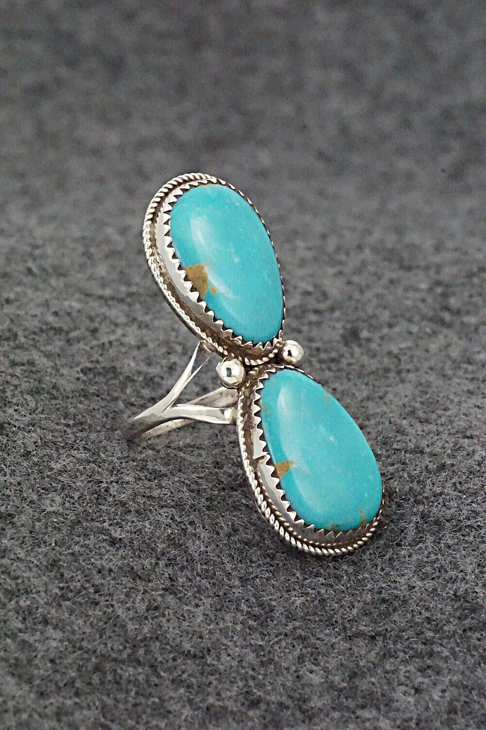 Turquoise & Sterling Silver Ring - Ernest Hawthorne - Size 7.5