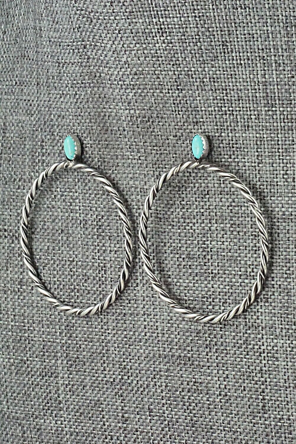 Turquoise & Sterling Silver Earrings - Nelson Leonard Jr.