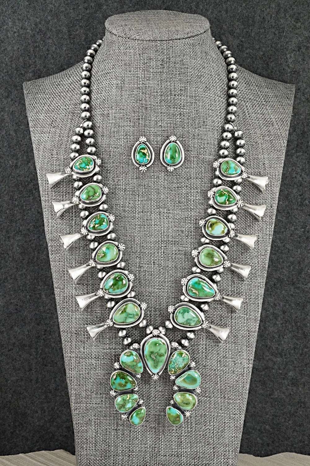 Turquoise & Sterling Silver Squash Blossom Set - Darrin Livingston