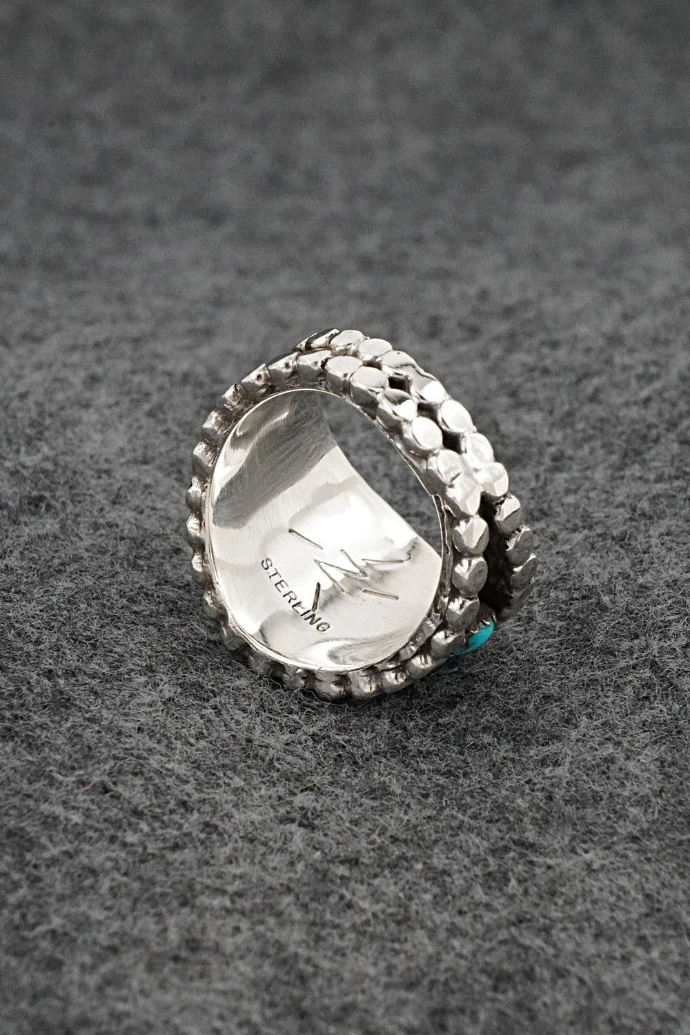 Turquoise & Sterling Silver Ring - Kenny Lonjose - Size 8.5