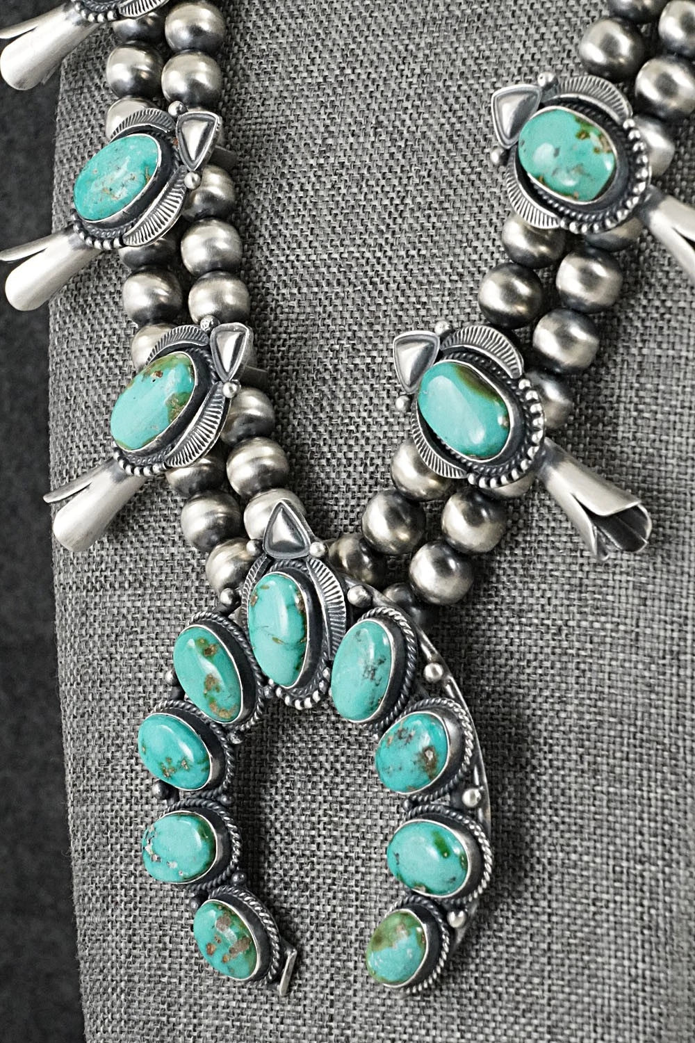 Turquoise & Sterling Silver Squash Blossom Set - Derrick Gordon