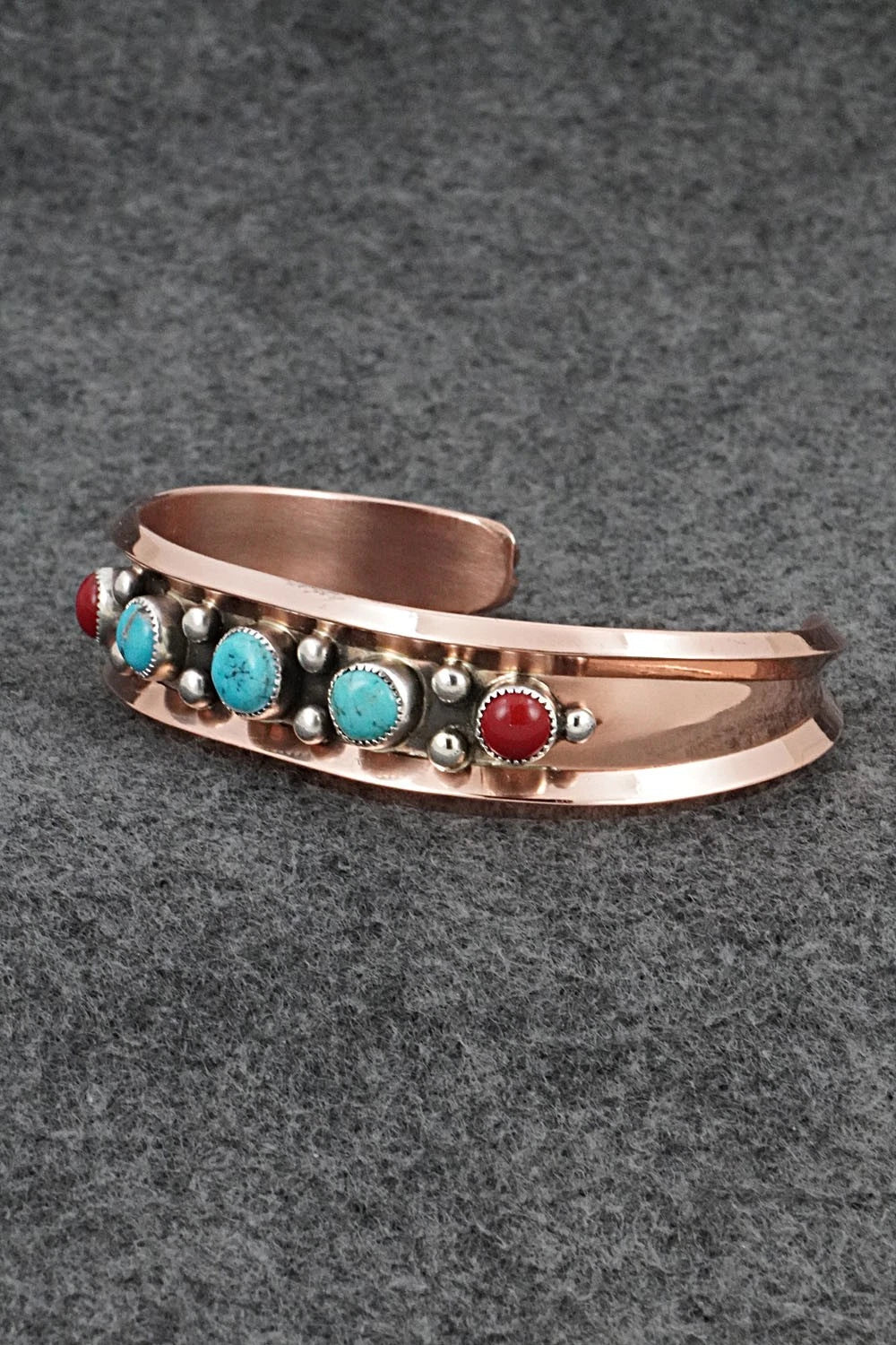 Turquoise, Coral & Copper Bracelet - Paul Largo
