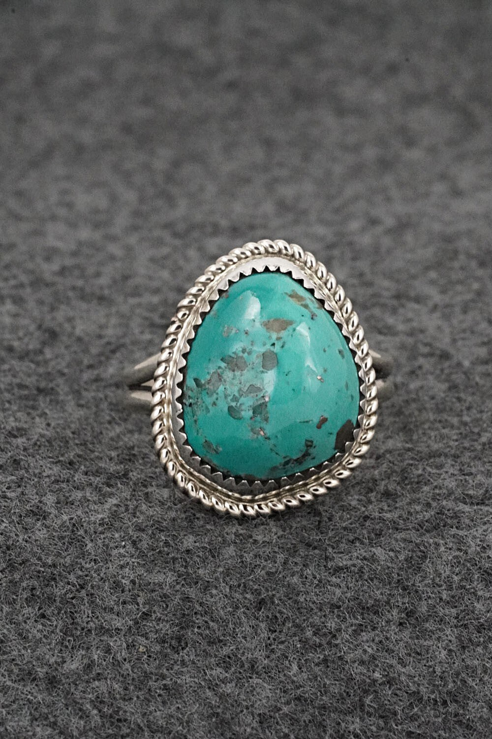Turquoise & Sterling Silver Ring - Leslie Nez - Size 11