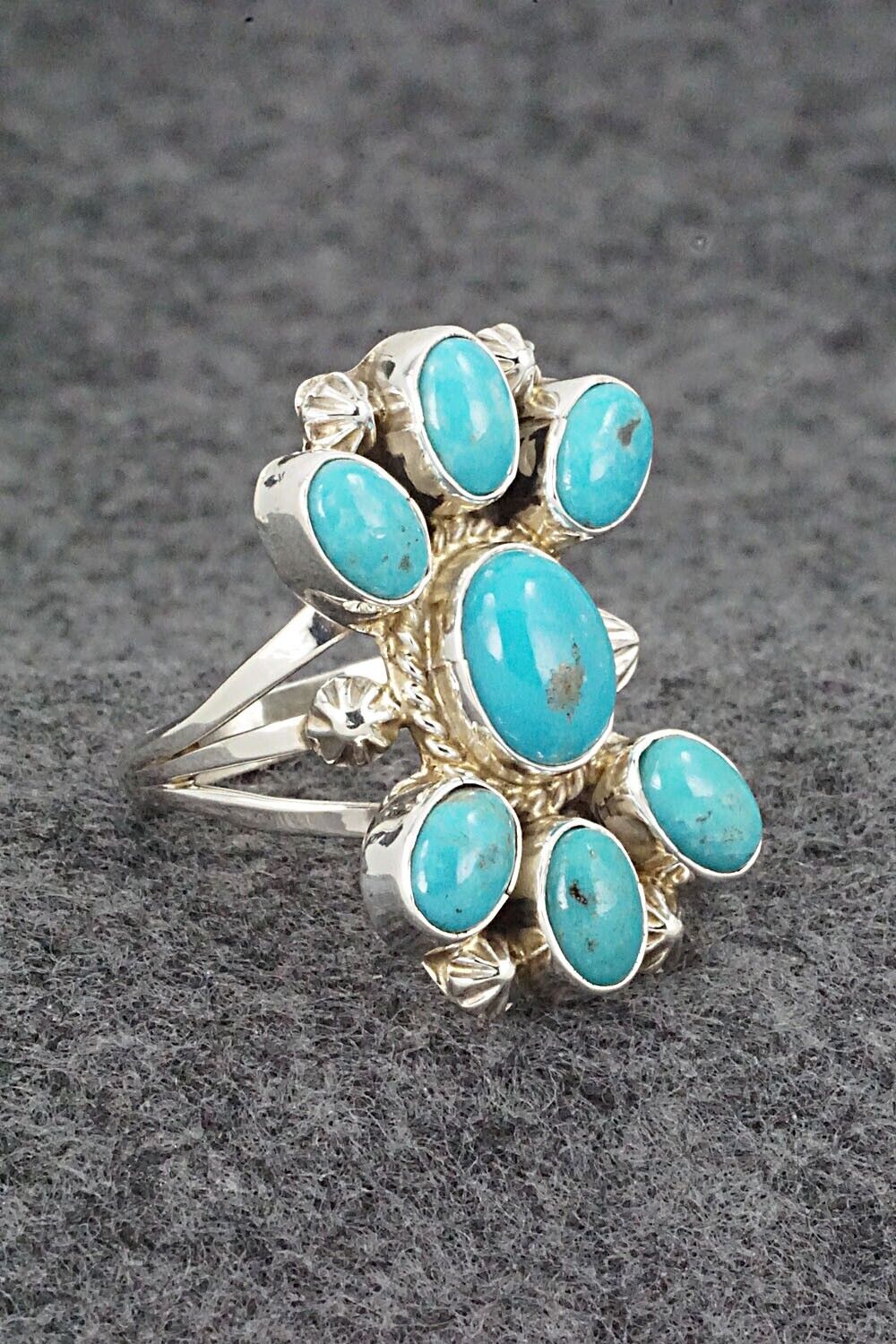 Turquoise & Sterling Silver Ring - Roberta Begay - Size 8.75