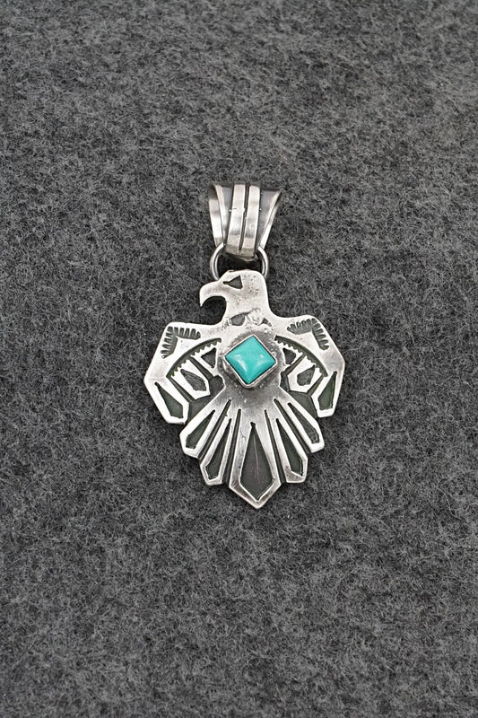 Turquoise & Sterling Silver Pendant - Jerold Joe