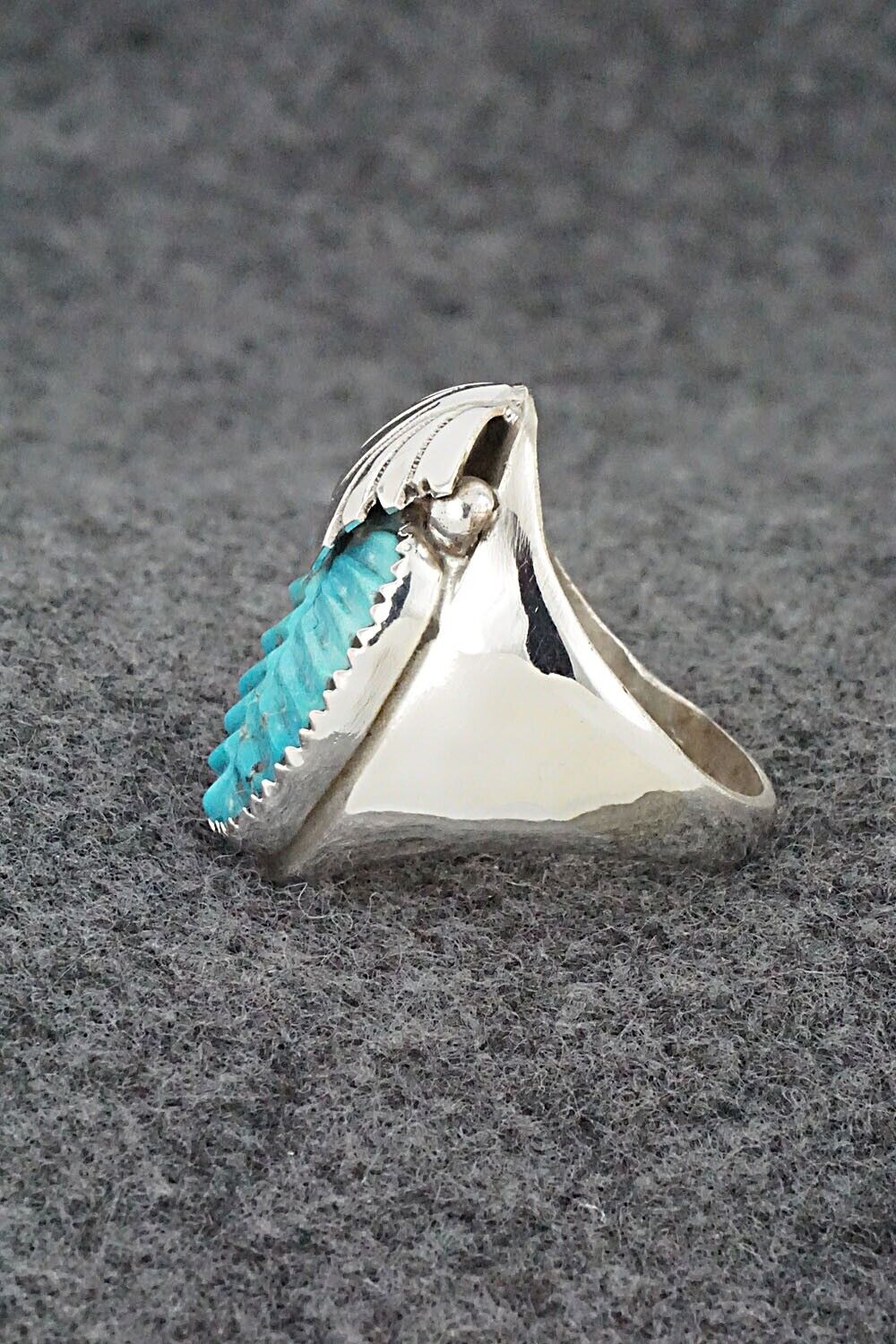 Turquoise & Sterling Silver Ring - Lyolita Tsattie - Size 8.5