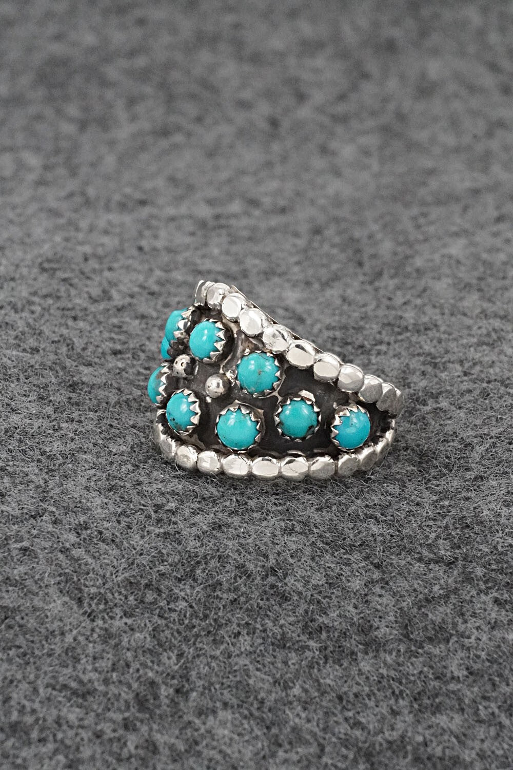 Turquoise & Sterling Silver Ring - Kenny Lonjose - Size 6.75