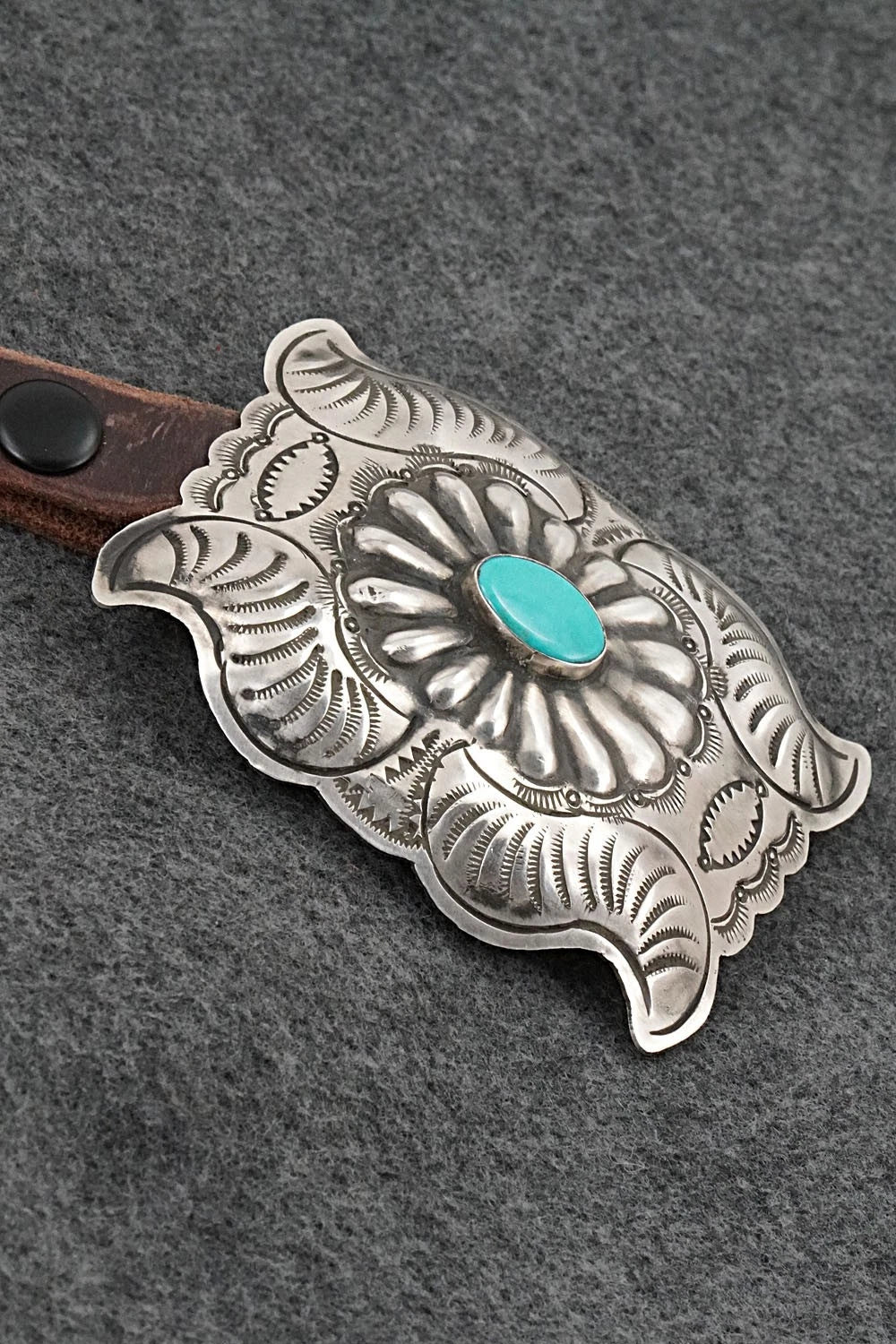 Turquoise, Sterling Silver & Leather Concho Belt - Marilyn Ramone