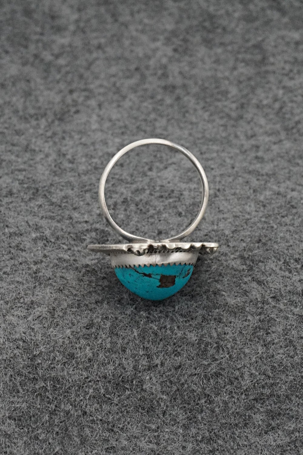 Turquoise & Sterling Silver Ring - Leslie Nez - Size 9.5