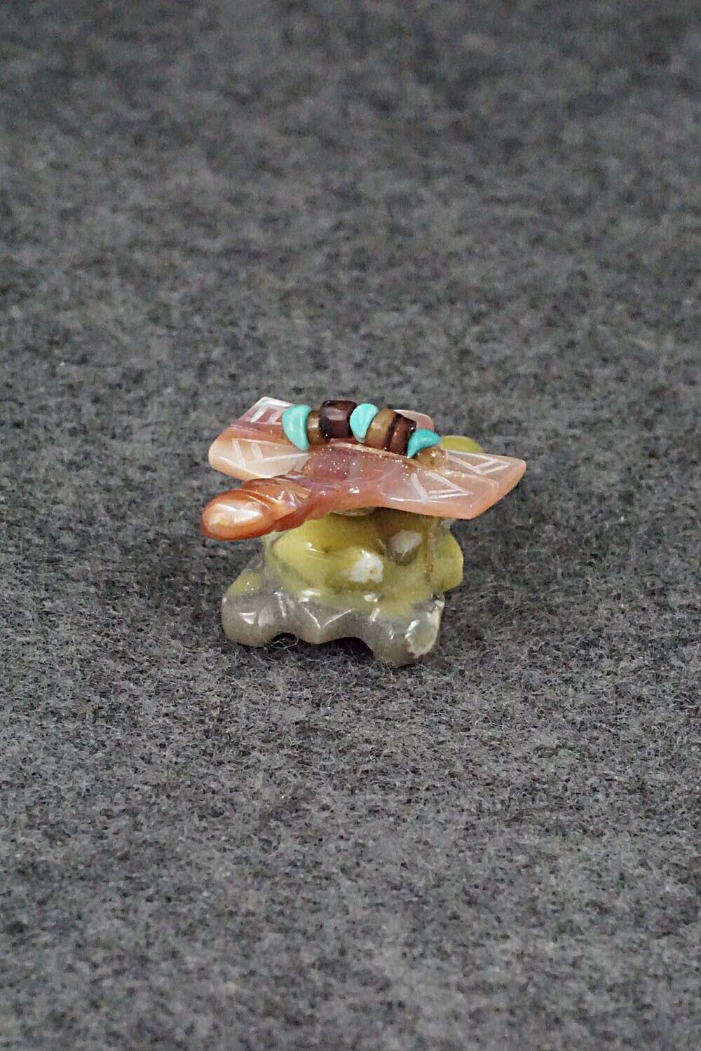 Turtle with Dragonfly Zuni Fetish Carving - Daisy Rose Leonard
