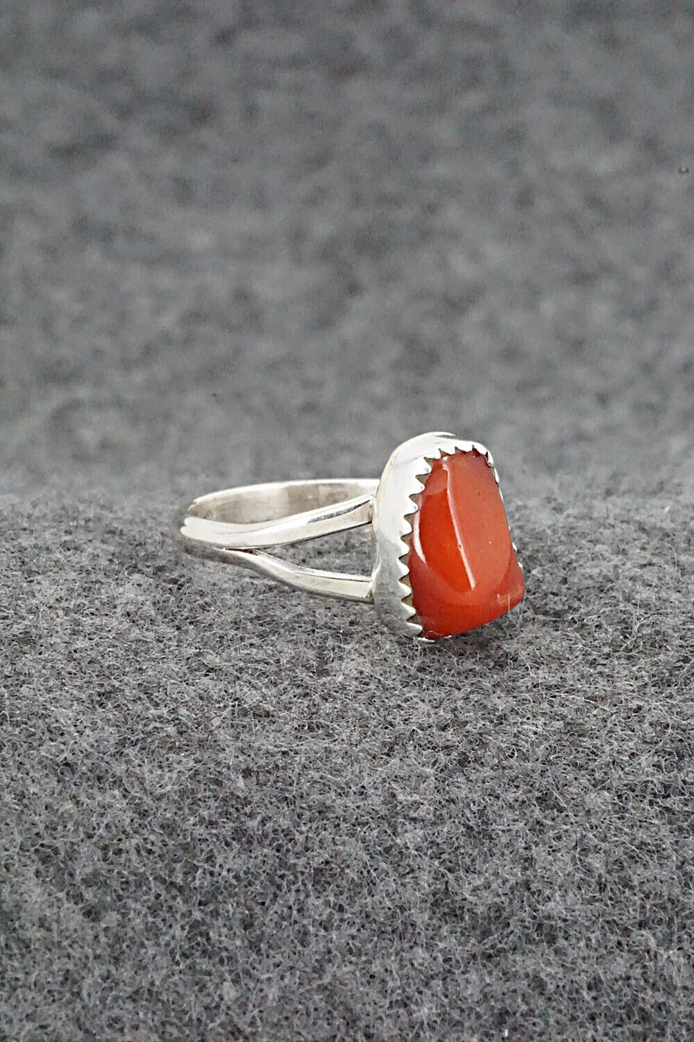 Coral & Sterling Silver Ring - Letricia Largo - Size 6.75