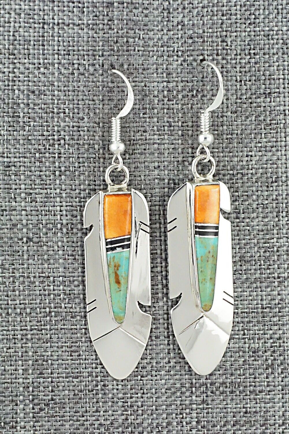 Multi-Stone & Sterling Silver Inlay Earrings - Marilyn Yazzie