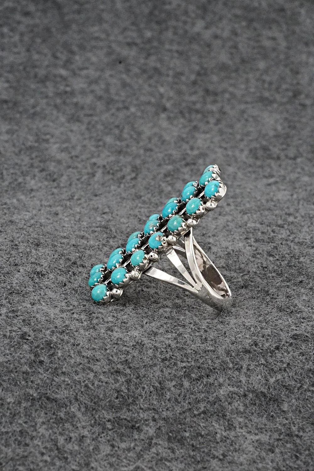 Turquoise & Sterling Silver Ring - Kenny Lonjose - Size 9