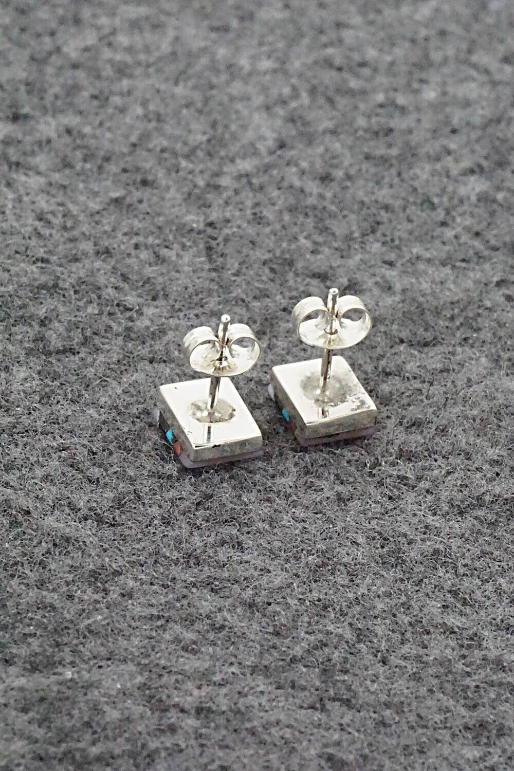 Multi-Stone & Sterling Silver Inlay Earrings - Preston Walela