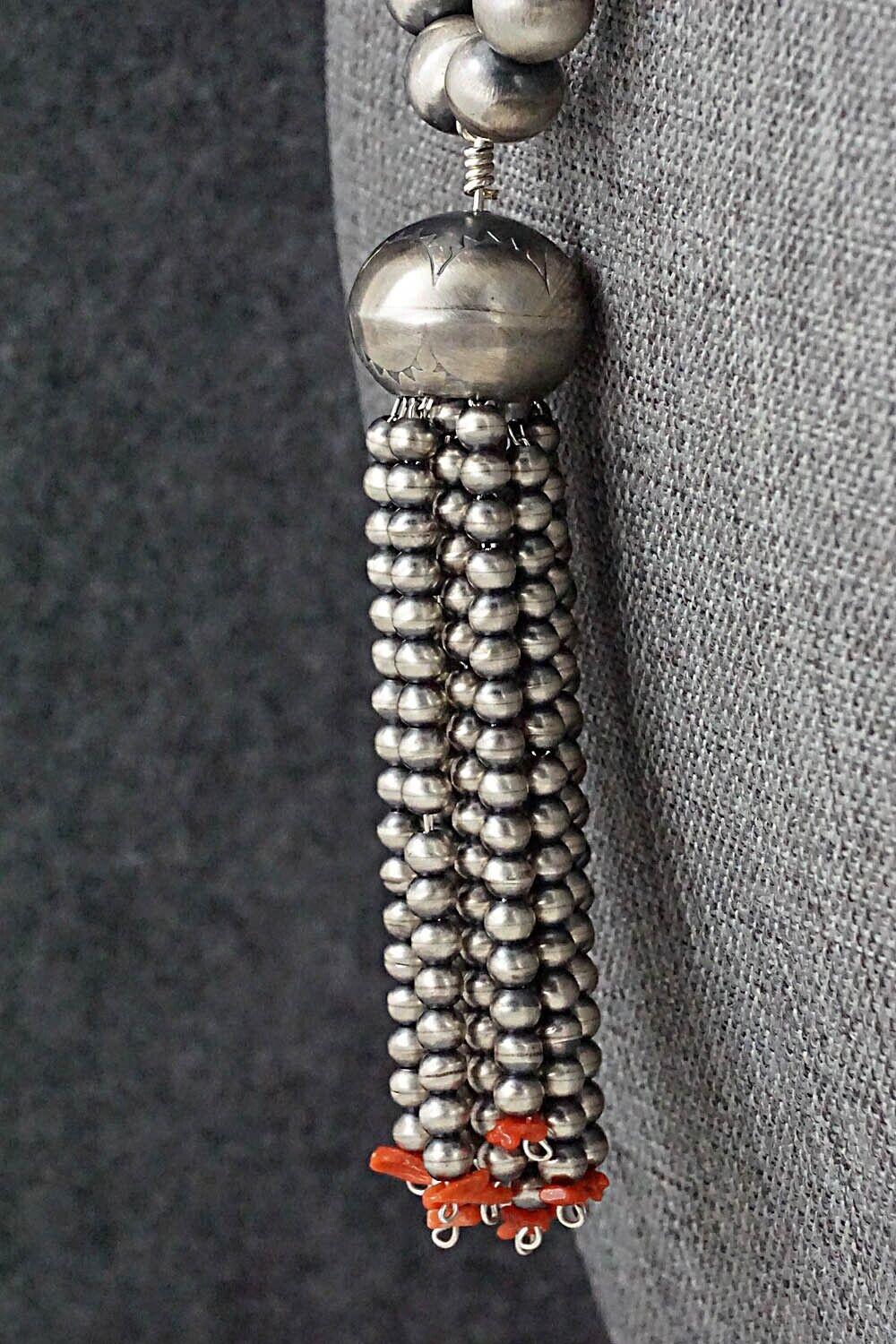 Coral & Sterling Silver Navajo Pearl Necklace - Jan Mariano