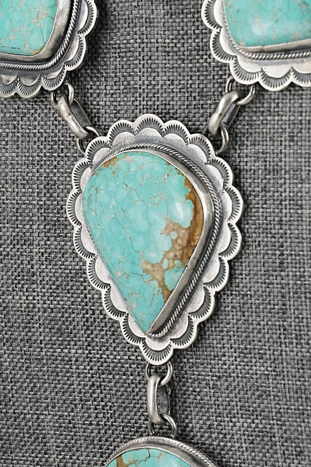 Turquoise & Sterling Silver Necklace and Earrings Set - Bobby Johnson