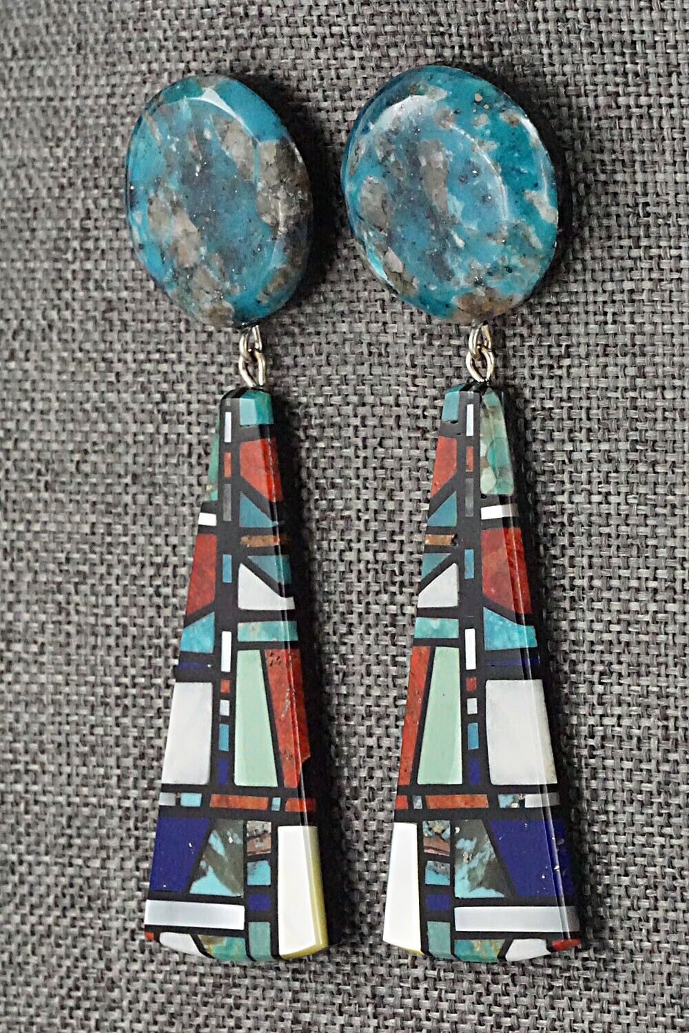 Multi Stone Inlay Earrings - Chris T. Nieto