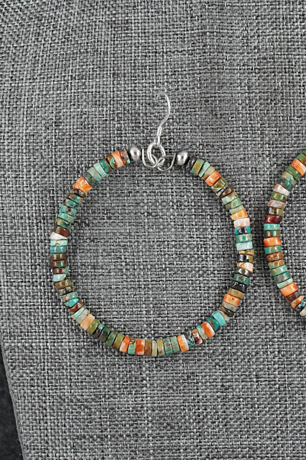 Turquoise, Spiny Oyster & Sterling Silver Earrings - Doreen Jake