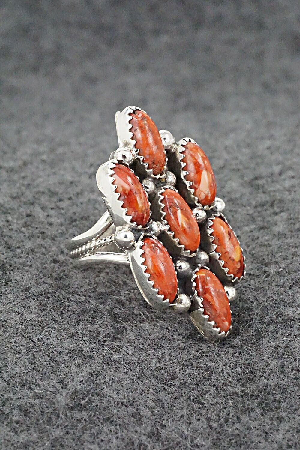 Spiny Oyster & Sterling Silver Ring - Roberta Begay - Size 7