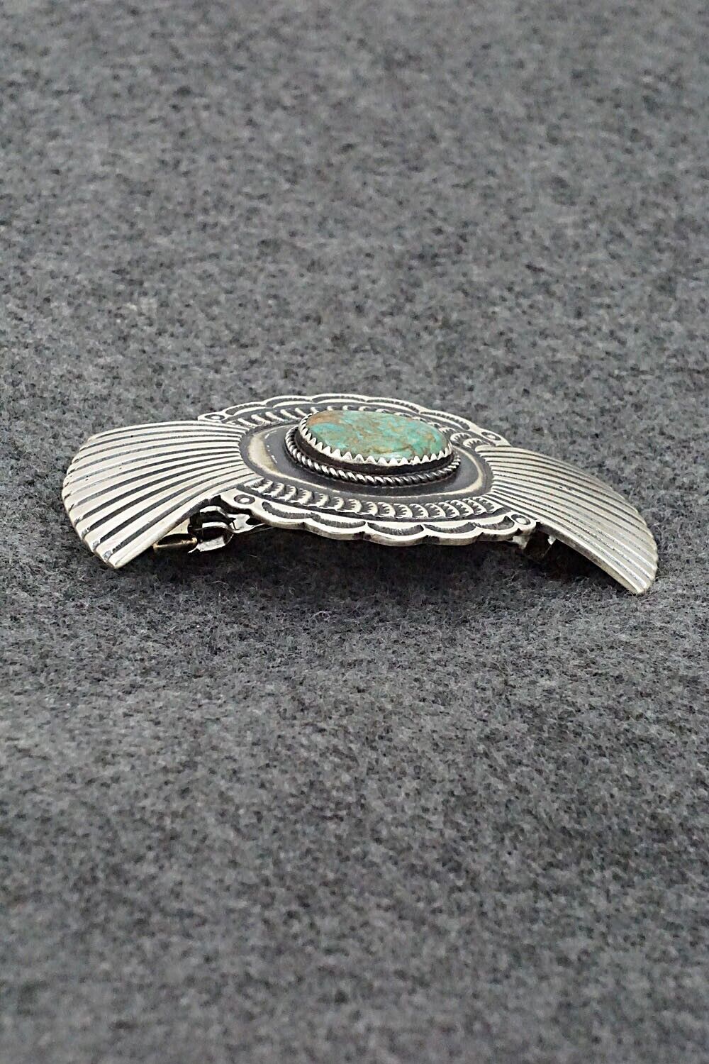 Turquoise & Sterling Silver Hair Barrette - Martha Cayatineto