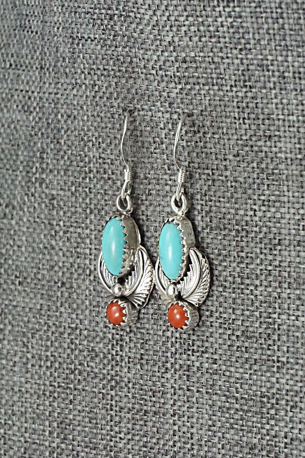 Turquoise, Coral & Sterling Silver Earrings - Emery Spencer