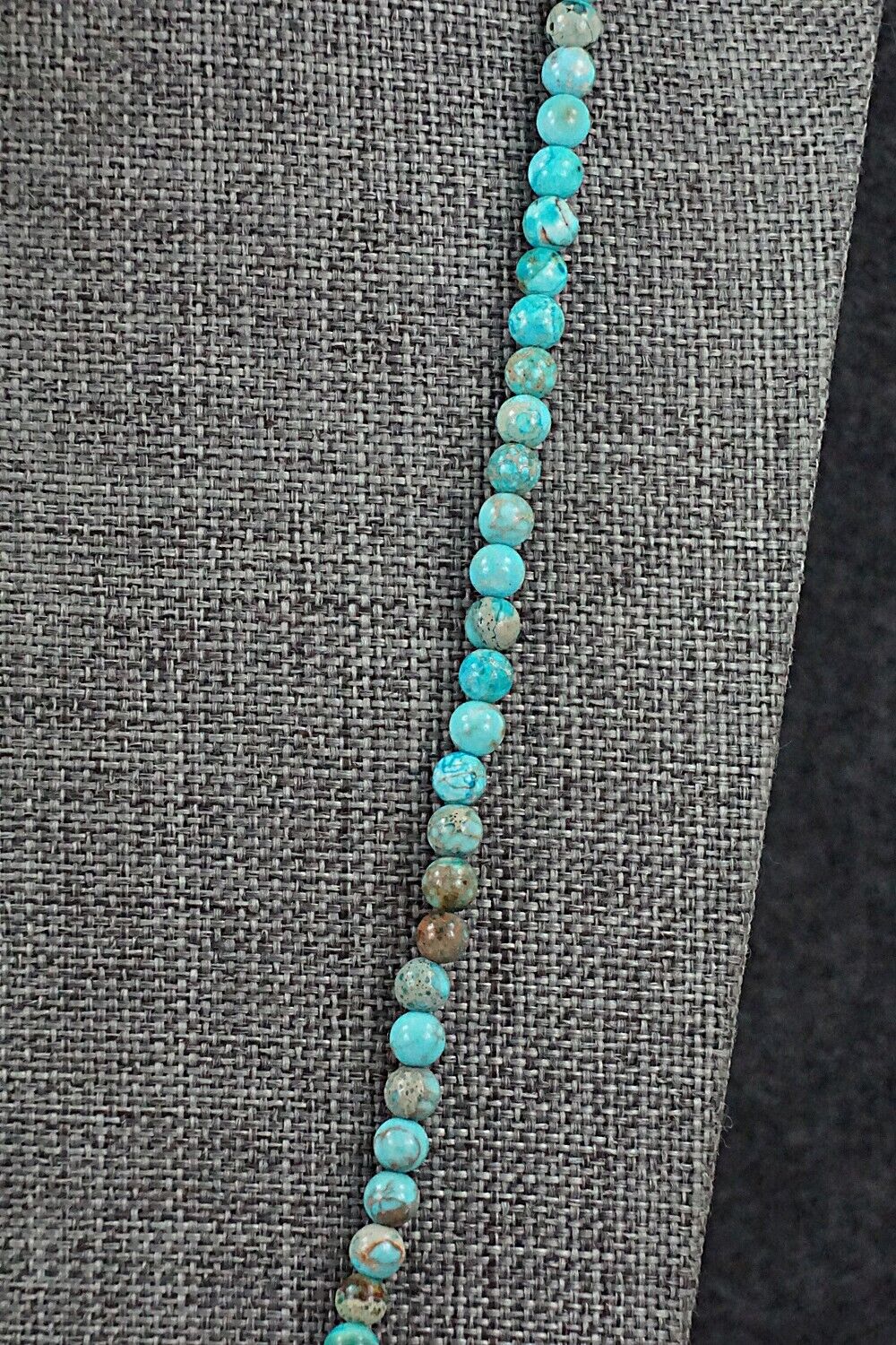 Turquoise, Shell & Sterling Silver Necklace 24" - Ramona Calavaza