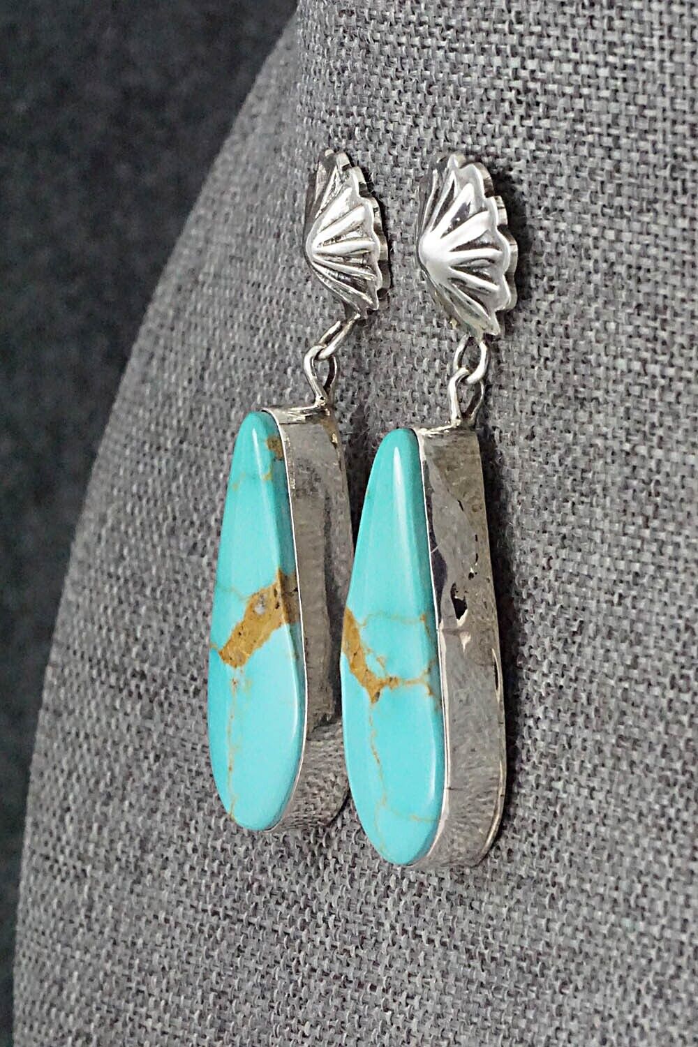Turquoise and Sterling Silver Earrings - Juan Yellowhorse