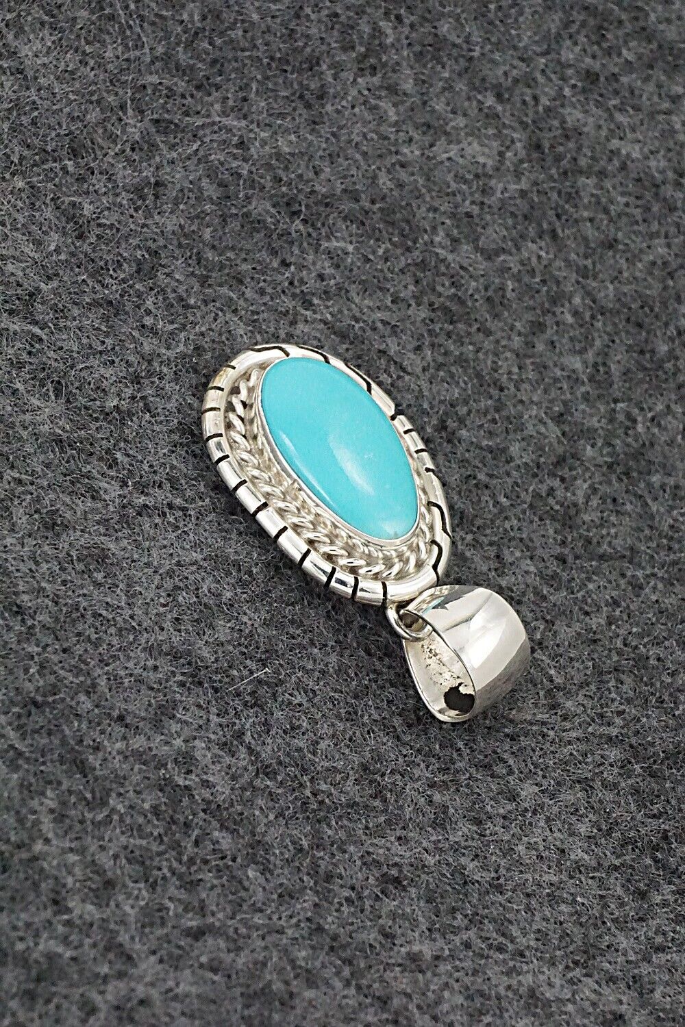 Turquoise & Sterling Silver Pendant - Johnny Frank