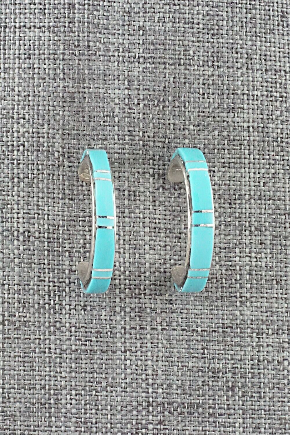 Turquoise & Sterling Silver Hoop Earrings - Terrance Panteah