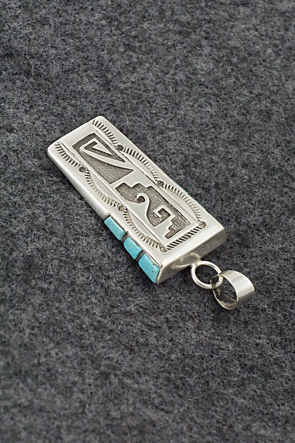 Turquoise & Sterling Silver Pendant - Leonard Jim